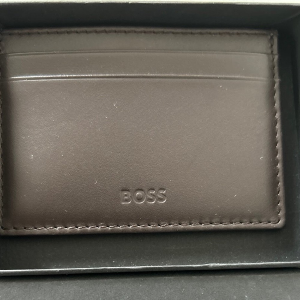 Boss Dark Brown Leather Card Holder